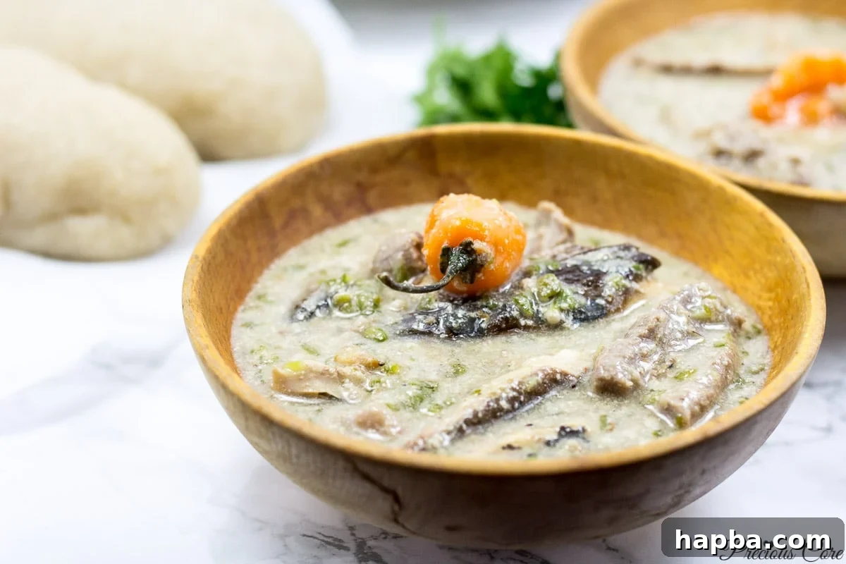 Cameroonian Okra Soup served with Fufu
