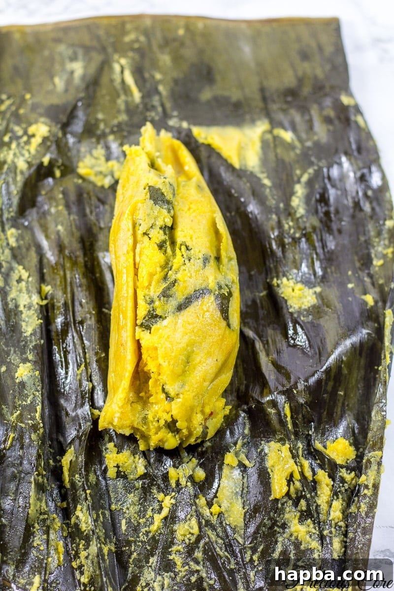 koki corn on a banana leaf