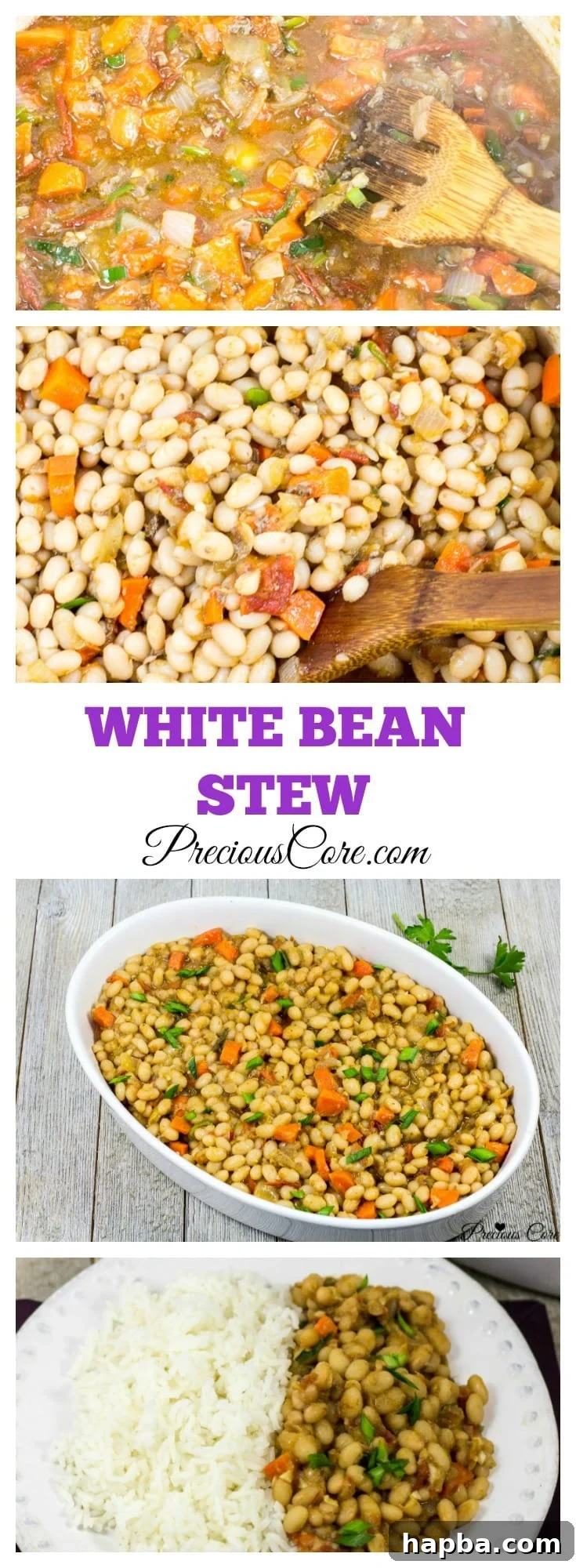 Wholesome White Bean Pot 8 Stewed white beans with vibrant tomatoes, a close-up.