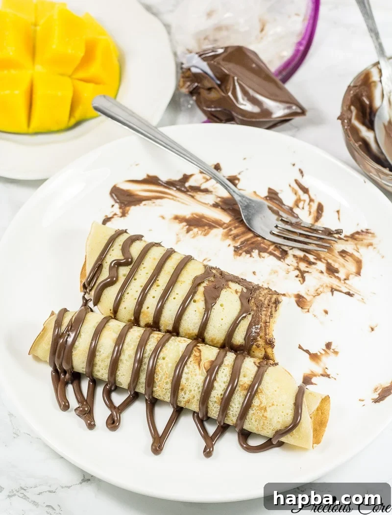 Fluffy Cameroonian Bofrot 2 Cameroonian pancakes drizzled with chocolate.