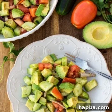 Avocado salad on a plate. Bowl of avocado salad.