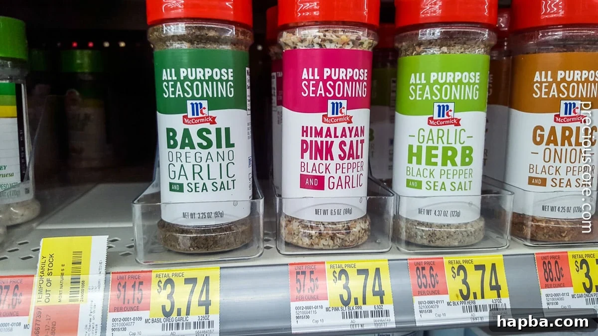 Two different McCormick All-Purpose Seasoning Blends displayed, ready for purchase.