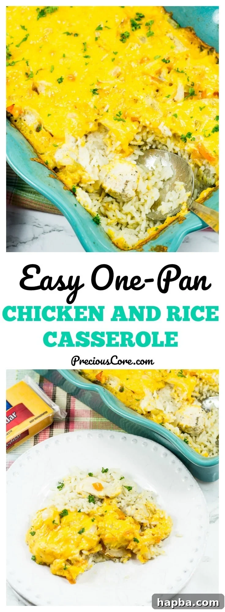 Baked Chicken and Rice Casserole Giveaway Edition 9 Collage with text \"Easy One-Pan Chicken and Rice Casserole.\"