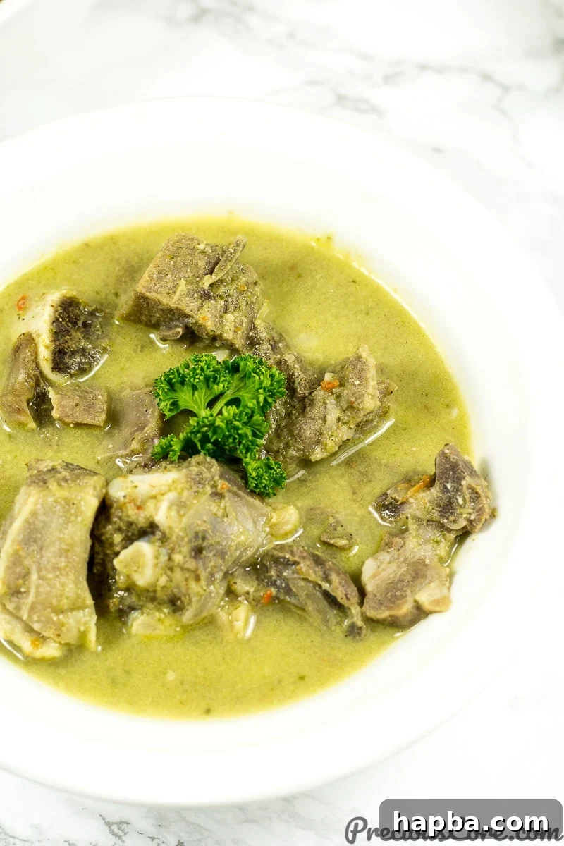 Delicious bowl of Goat Meat Pepper Soup ready to be served.