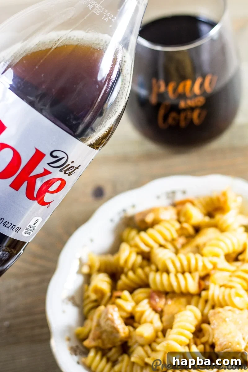 Serve Creamy Macaroni and Chicken with a Chilled Coke