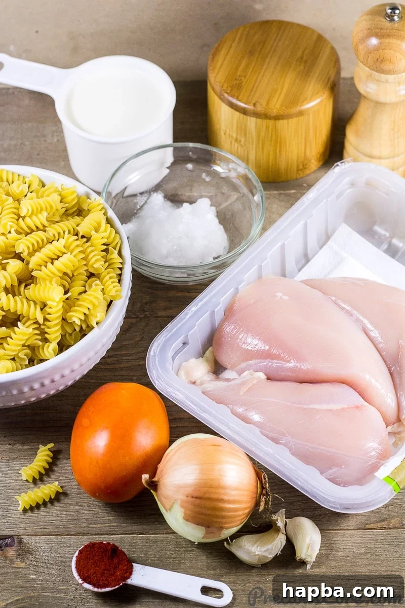 Essential Ingredients for Macaroni and Chicken Dinner