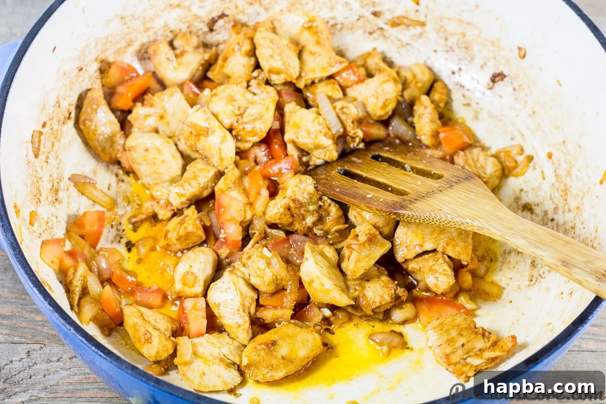 Sauté Onions, Garlic, and Tomatoes with Chicken