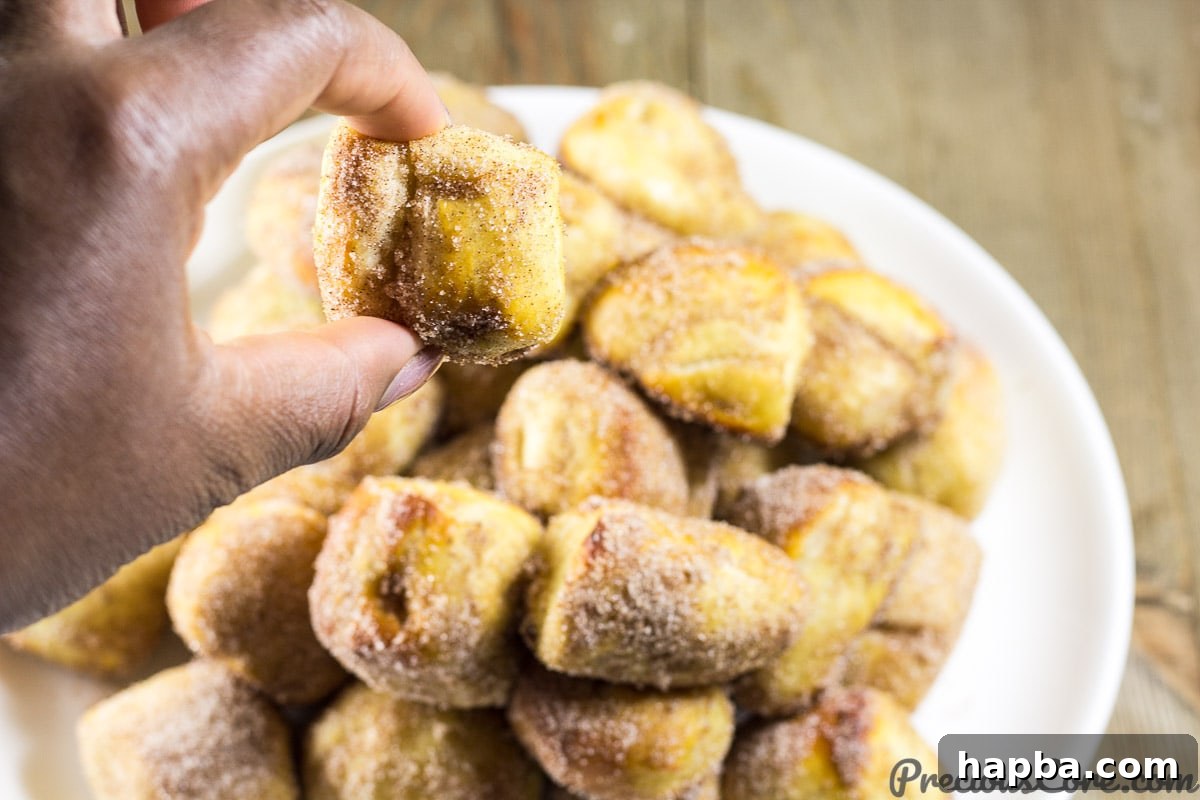 Sugared Cinnamon Pretzel Poppers 2 Enjoying warm, golden Cinnamon Sugar Pretzel Bites coated in sweet spice.