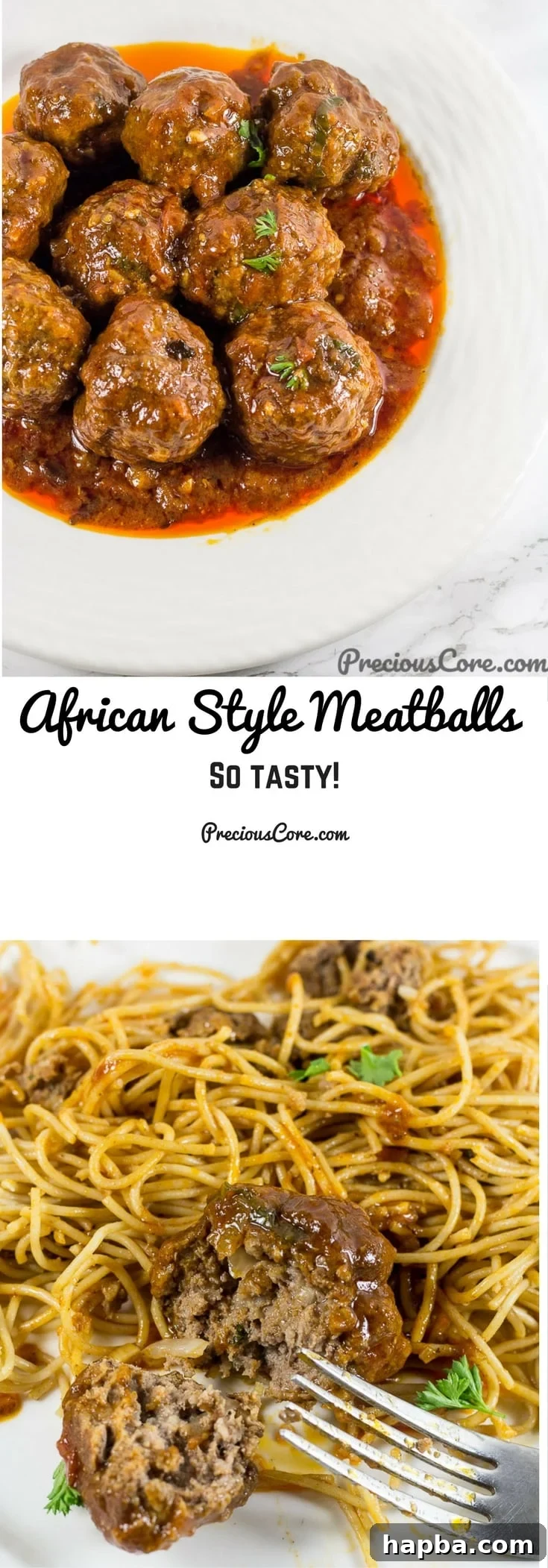 Collage with text "African Style Meatballs So Tasty!" perfect for Pinterest sharing.