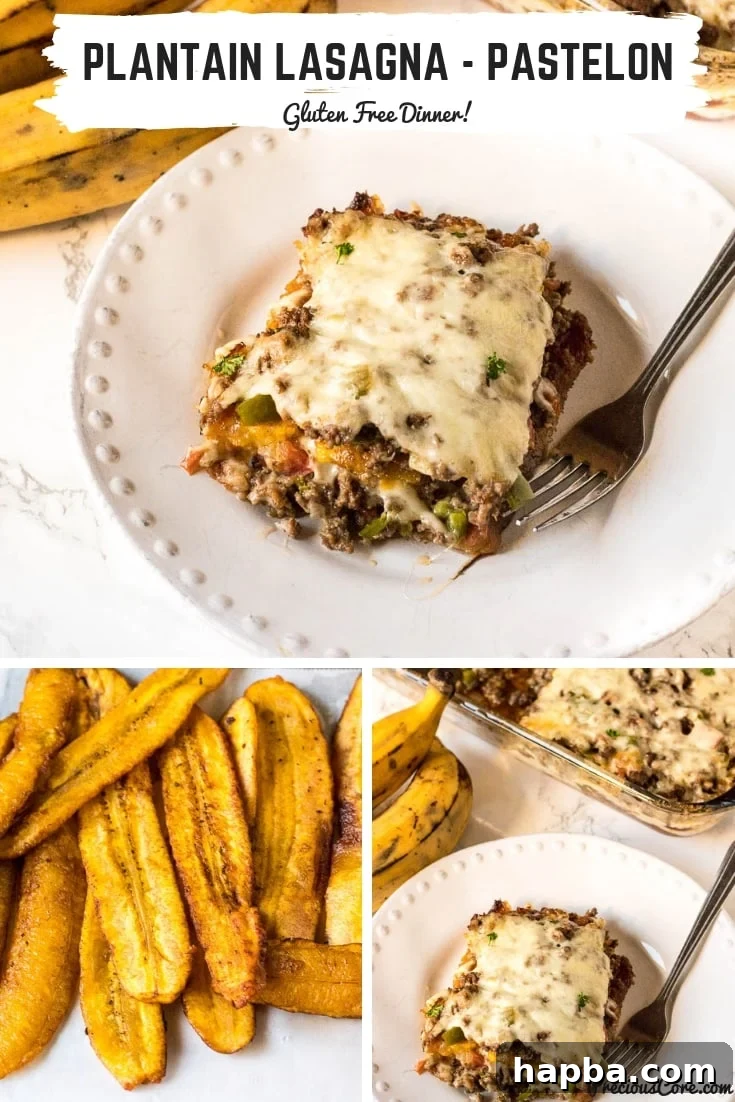 Tropical Plantain Bake 13 Collage with text "Plantain Lasagna - Pastelon Gluten Free Dinner!"