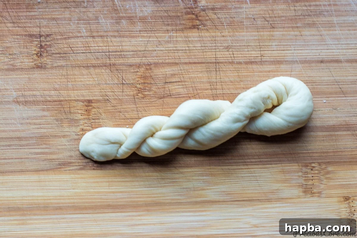 Twisted doughnut ready for fying