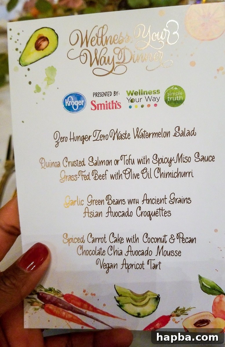 Detailed view of the elegant dinner menu for the Everything Food Conference gala