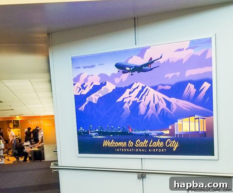 Welcome to Salt Lake City notice with majestic mountains in the background, signaling the start of the Everything Food Conference experience