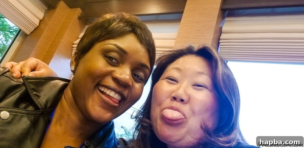 Precious Core smiling alongside Nagi Maehashi of Recipe Tin Eats, highlighting a valuable connection made at the conference