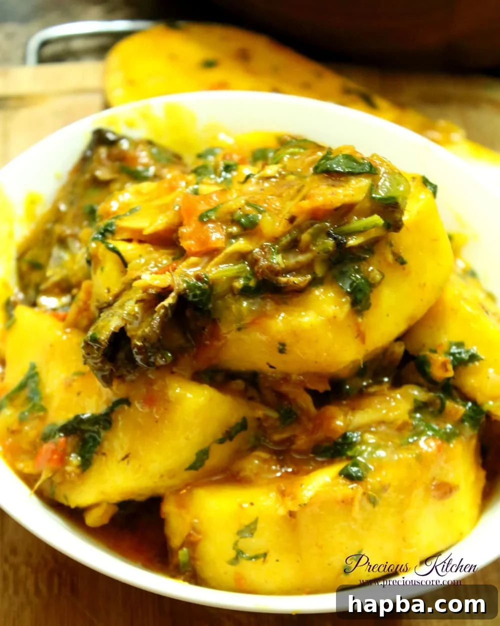 Finished African Yam Porridge served warm