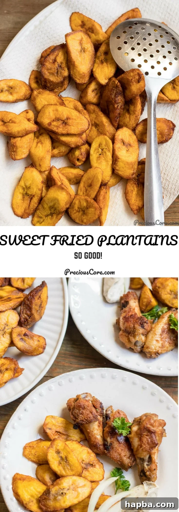 Collage with text "Sweet Fried Plantains So Good!" featuring various plantain dishes.