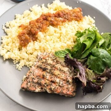 Healthy Plate of Grilled Salmon and Greens for dinner