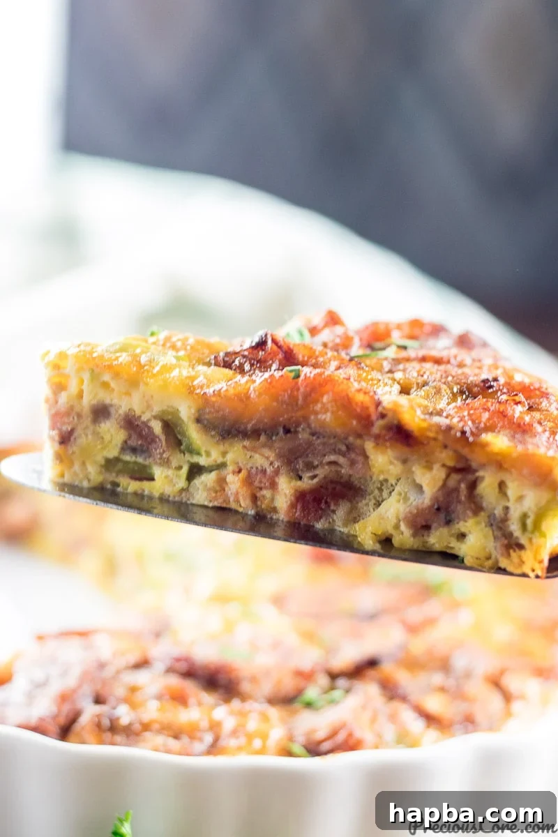 Tropical Plantain Frittata 3 A slice of plantain frittata