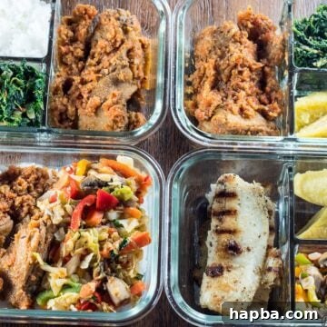 A visual representation of healthy meal prep bowls for lunch or back to school, featuring various African-inspired dishes.