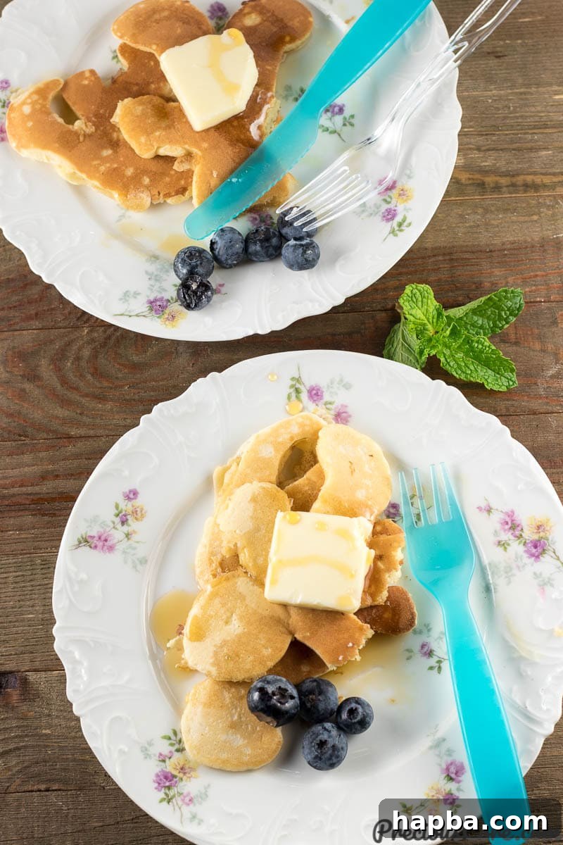 Pancakes for Kids with Blueberries and Maple Syrup