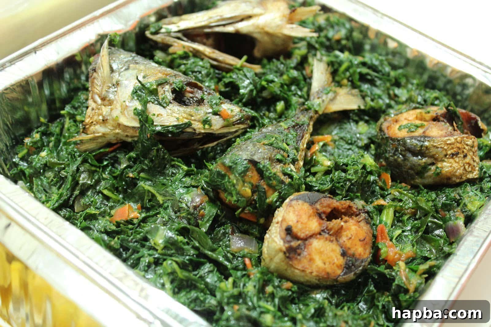 African Style Collard Greens with Fried Fish