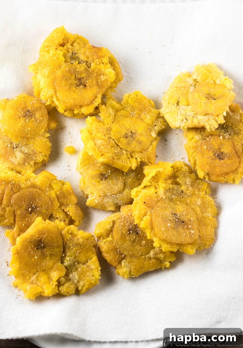 Crispy Tostones: Mastering the Twice-Fried Plantain 7 Seasoned and fried plantains.