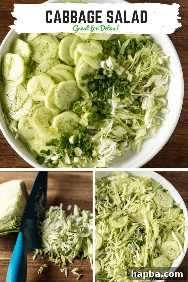 Refreshing Cabbage Slaw 9 A collage demonstrating the steps of chopping vegetables and creating the fresh cabbage salad.
