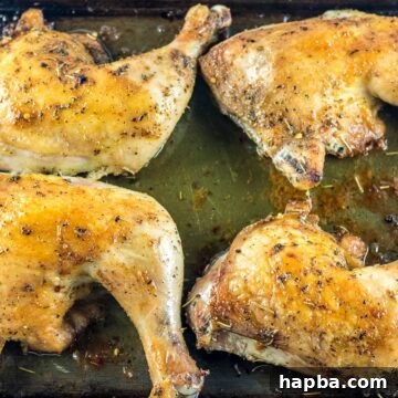Baked Chicken Leg Quarters on baking tray