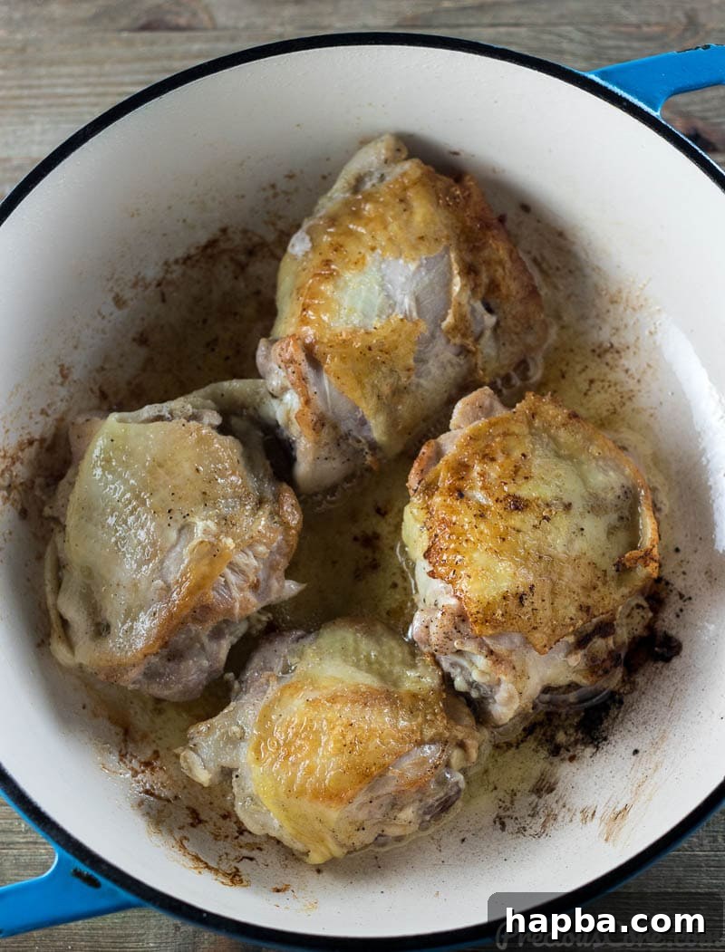 Rustic Chicken and Potatoes 3 Browned chicken pieces for a hearty Chicken and Potatoes Dinner