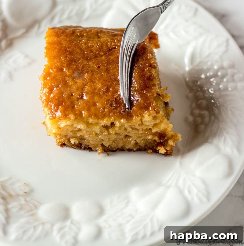 A perfectly baked Malva Pudding, golden-brown and glistening with its signature sauce, ready to be served as a classic South African dessert.