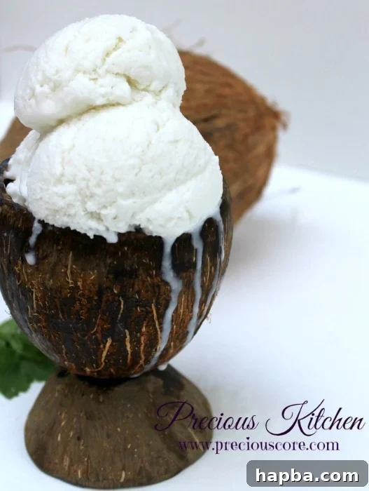 Close-up of creamy coconut ice cream in a bowl