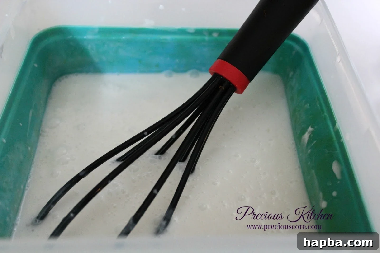Mixing bowl with coconut ice cream ingredients