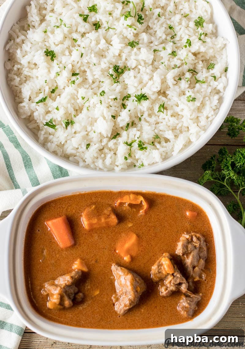 Bowl of African Peanut Stew and Bowl of Rice