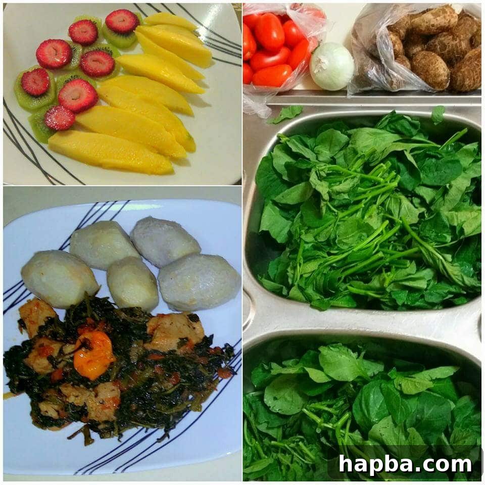 Traditional Cameroonian Dish, Ibo Cocoyams with Njama Njama