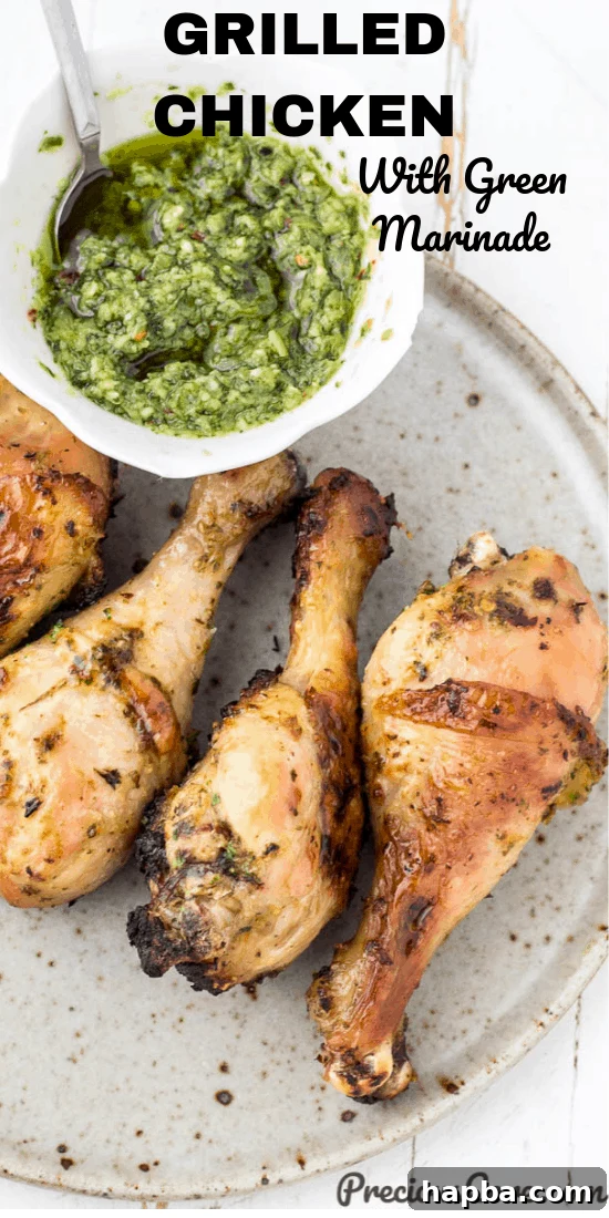 Vibrant Homemade Green Seasoning 8 Delicious grilled chicken, perfectly seasoned with green marinade, ready to be served.
