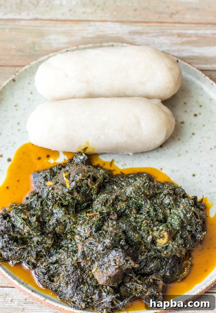 Plate of fufu and eru.