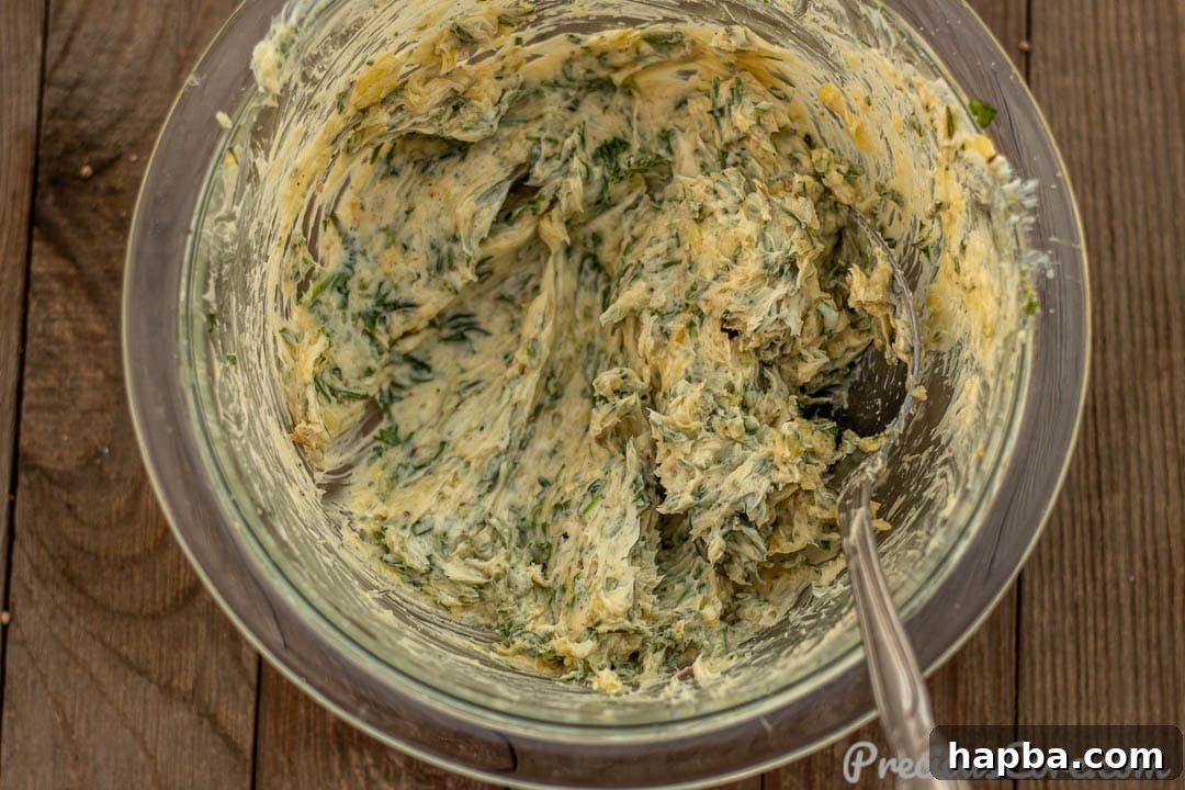 Garlic herb butter in a bowl