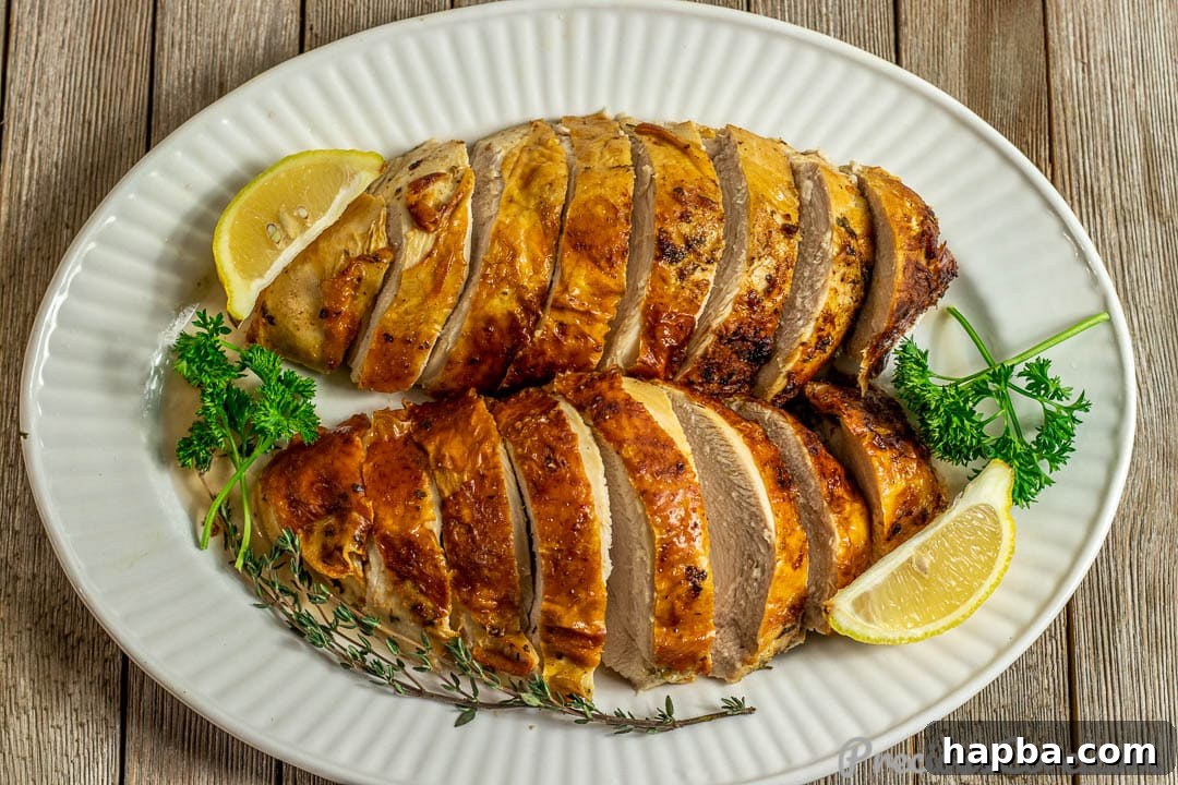 Sliced Baked Turkey Breast on a Platter
