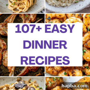 Pictures of various easy dinner recipes for the family.