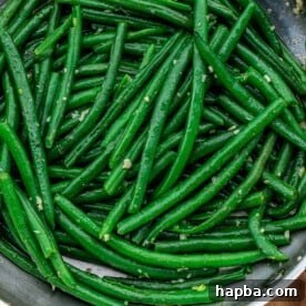 Square image of green beans.
