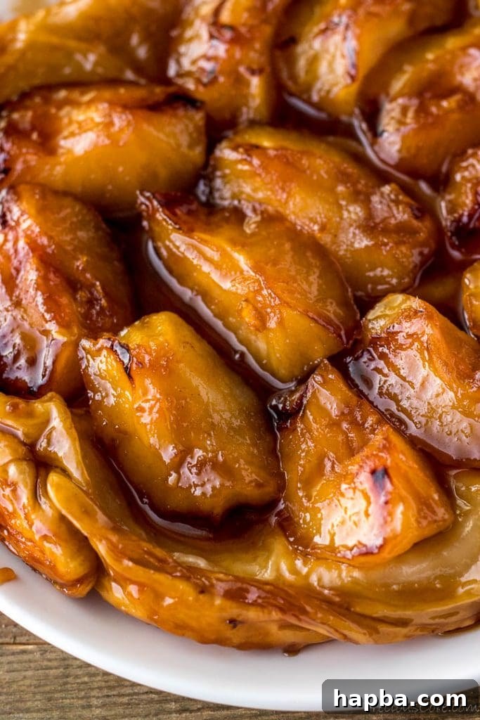 Golden Caramel Apple Tart 4 Close up shot of tarte tatin